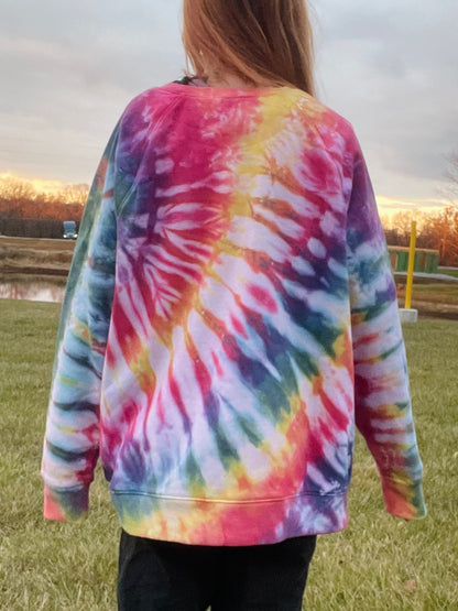 Rainbow Mind, Body, Soul, YOU Crossword Tie Dye Sweatshirt XXL