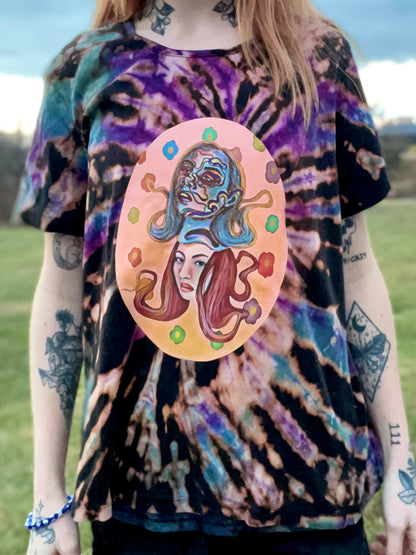 Cosmic Duality Balance Tie Dye T-Shirt Womens XL