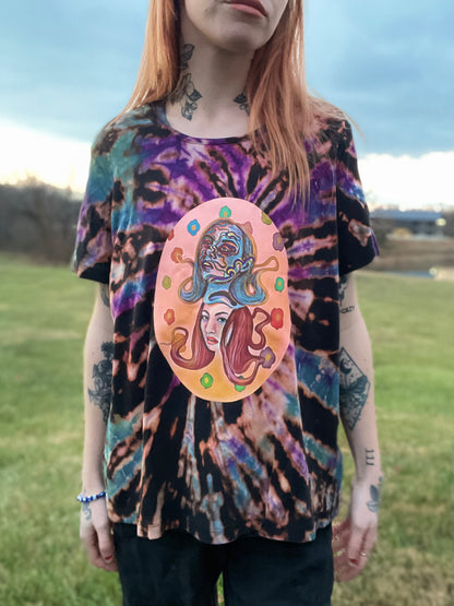 Cosmic Duality Balance Tie Dye T-Shirt Womens XL