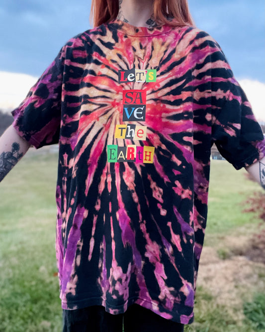 Let's Save The Earth Tie Dye T-Shirt XL Unisex