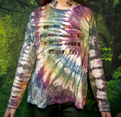 'Change Within, Change Around' Long Sleeve Rainbow Tie Dye Tee T-Shirt