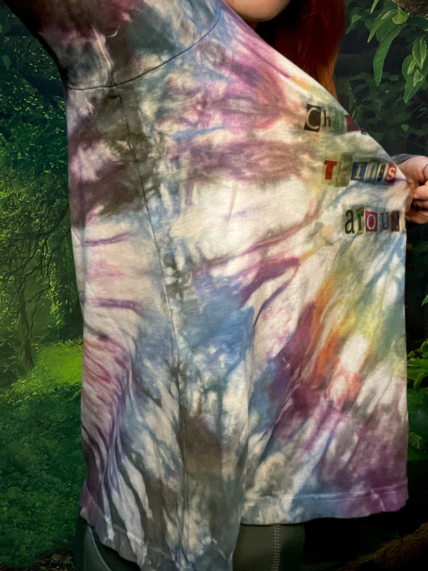 'Change Within, Change Around' Long Sleeve Rainbow Tie Dye Tee T-Shirt