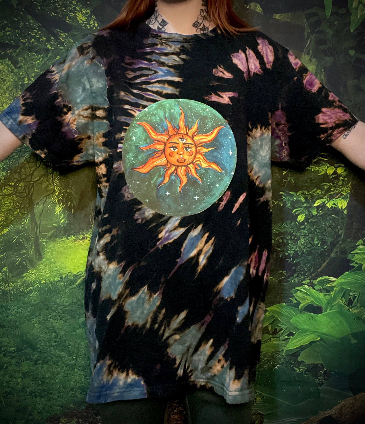 Cosmic Earth & Sun Tie Dye Tee T-Shirt