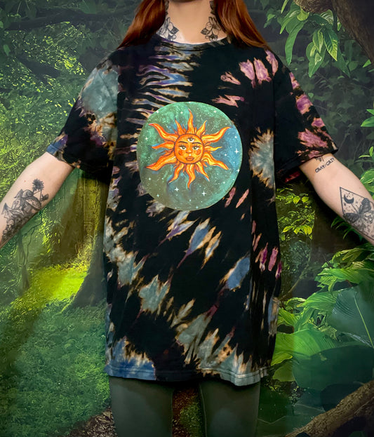 Cosmic Earth & Sun Tie Dye Tee T-Shirt