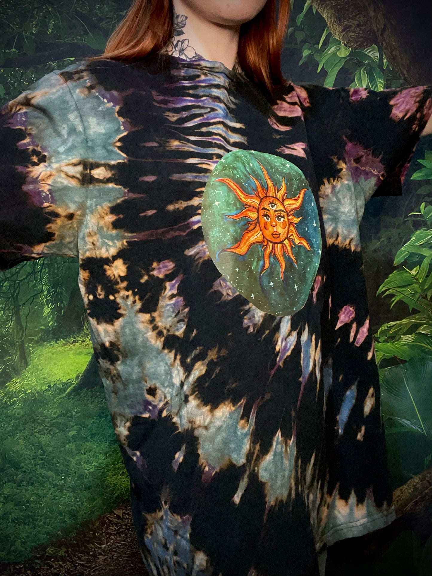 Cosmic Earth & Sun Tie Dye Tee T-Shirt