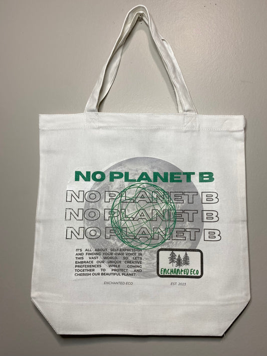 No Planet B Enchanted Eco White and Green Tote Bag