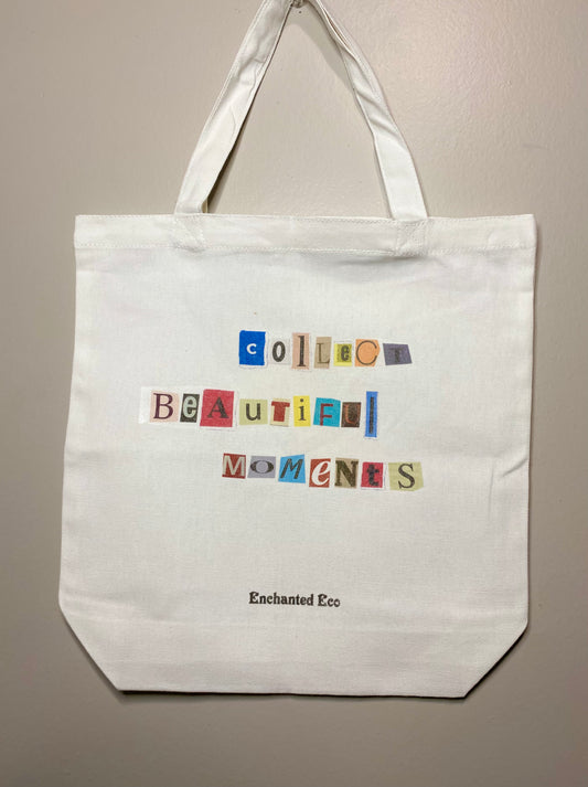 Collect beautiful Moments Colorful Graphic White Tote Bag