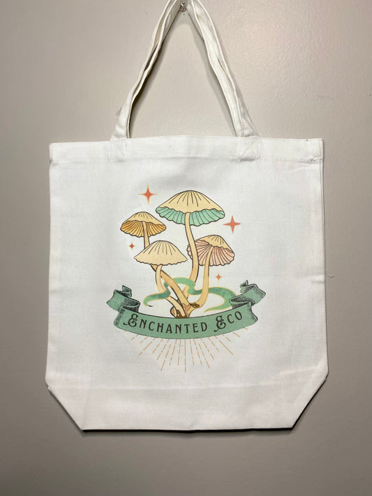 Enchanted Eco Mystic Mushrooms White Tote Bag