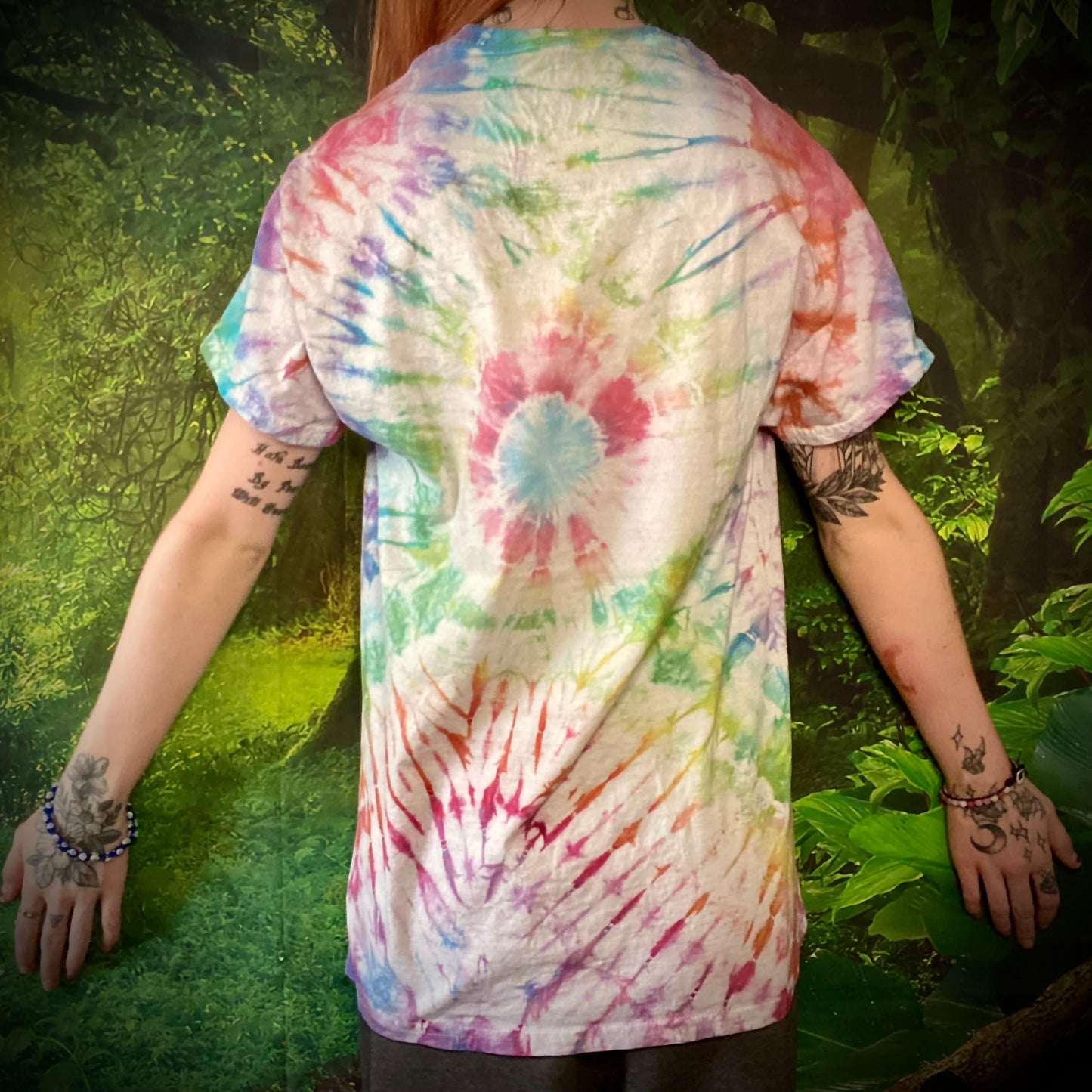 Mushroom Goddess Rainbow Tie Dye Tee T-Shirt Medium