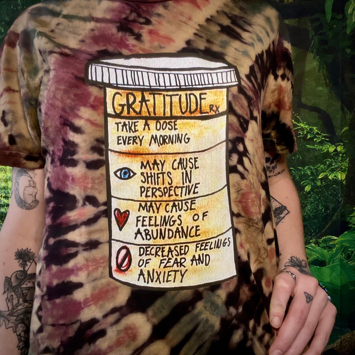 Gratitude Rx Reverse Tie Dye T-Shirt Tee Small