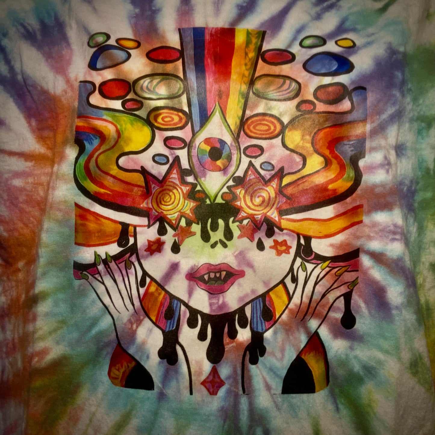 'Kaleidoscope Dreams' XL Rainbow Tie Dye T-Shirt Tee