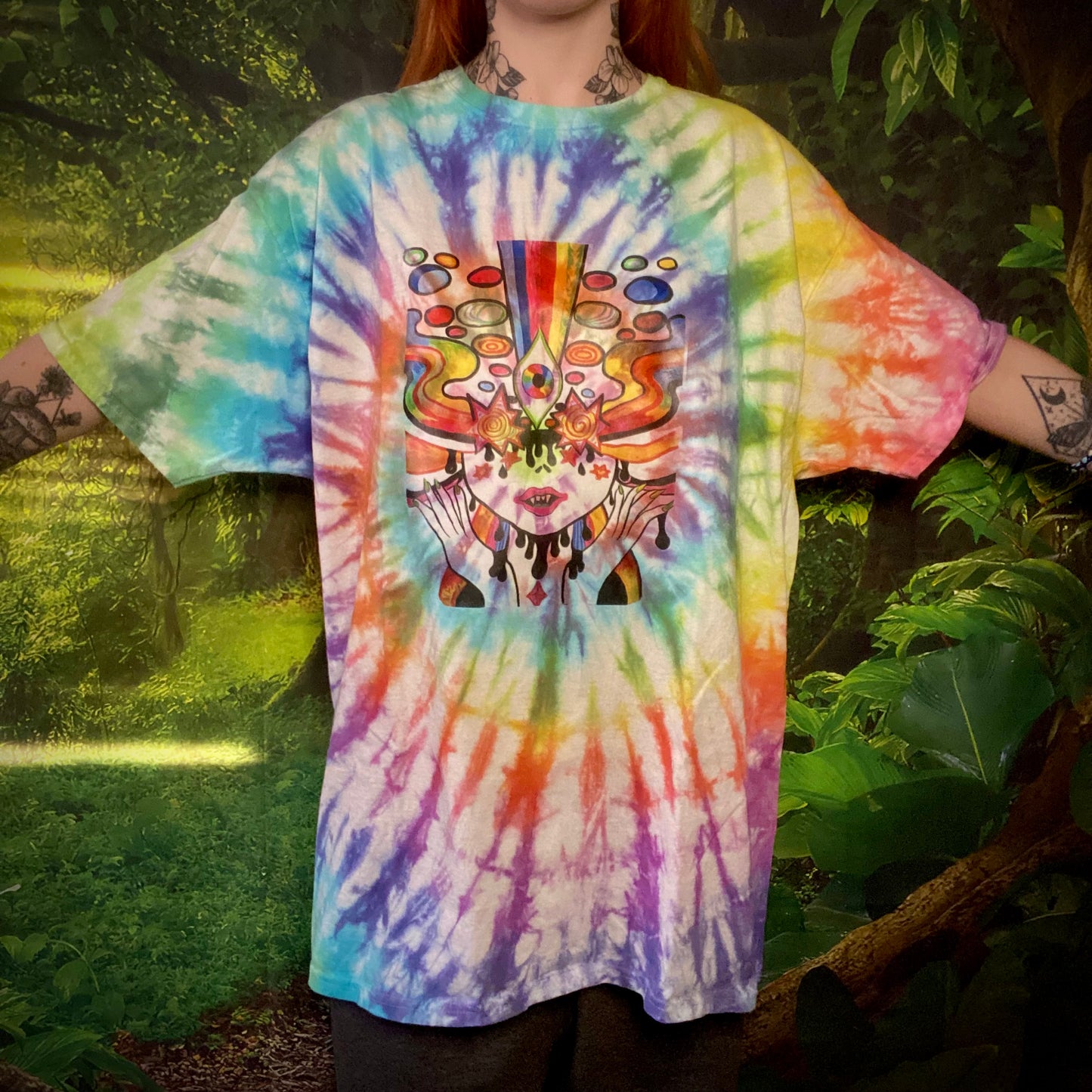 'Kaleidoscope Dreams' XL Rainbow Tie Dye T-Shirt Tee