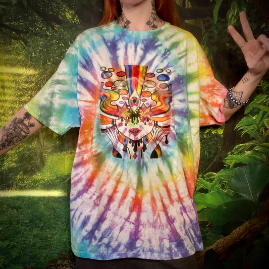'Kaleidoscope Dreams' XL Rainbow Tie Dye T-Shirt Tee