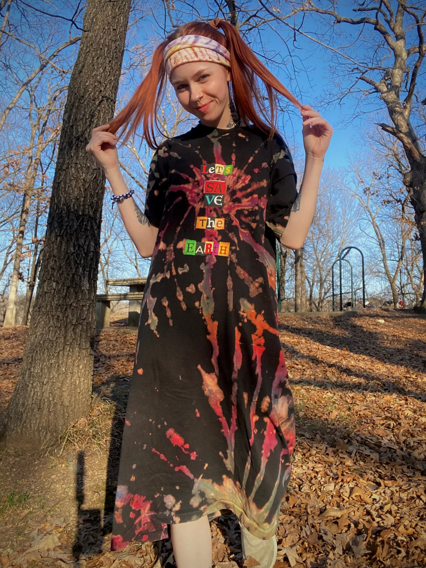 Let's Save The Earth Tie Dye T-Shirt Dress One Size