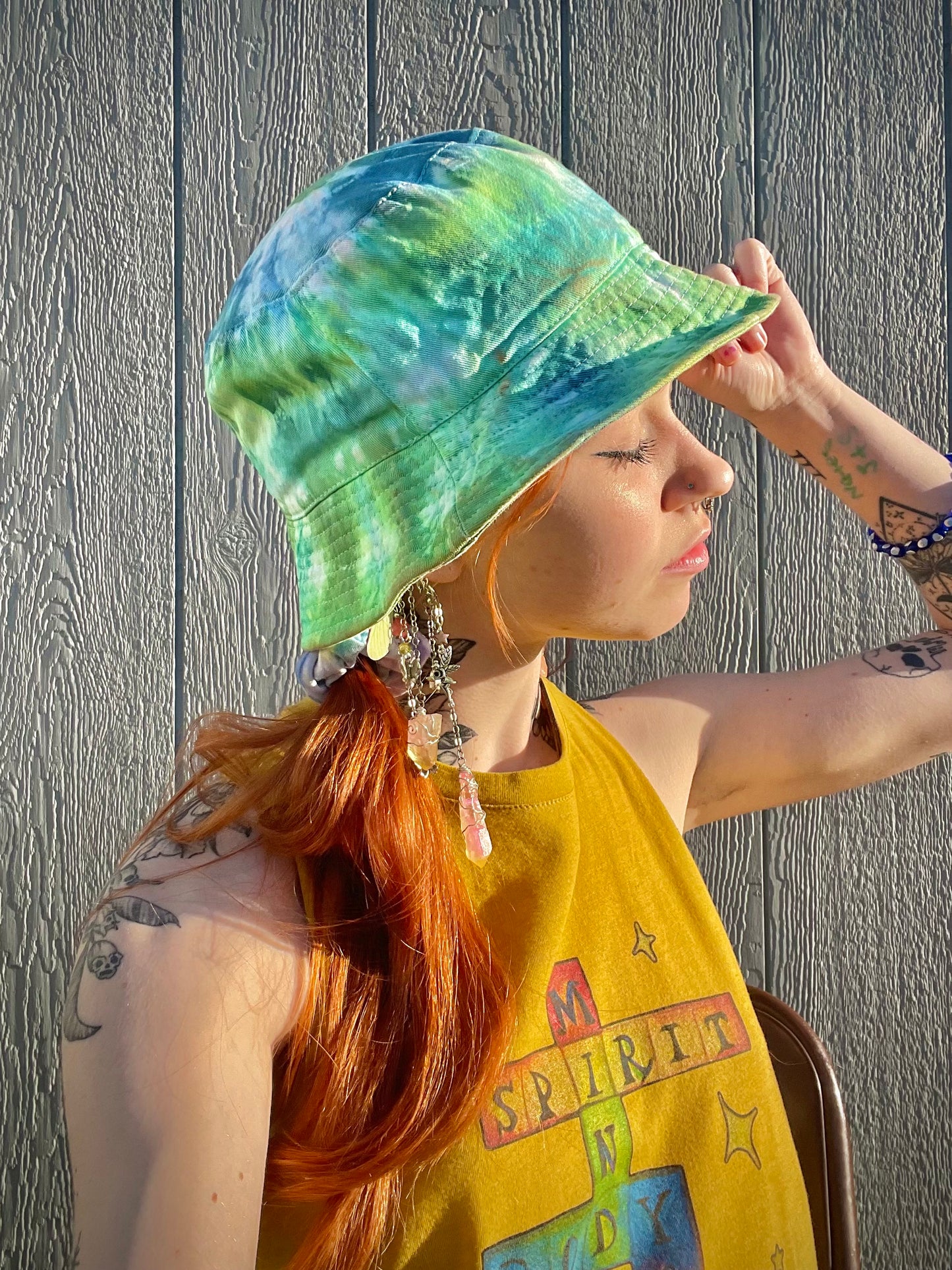 Green and Blue Neon Bucket Hat One Size