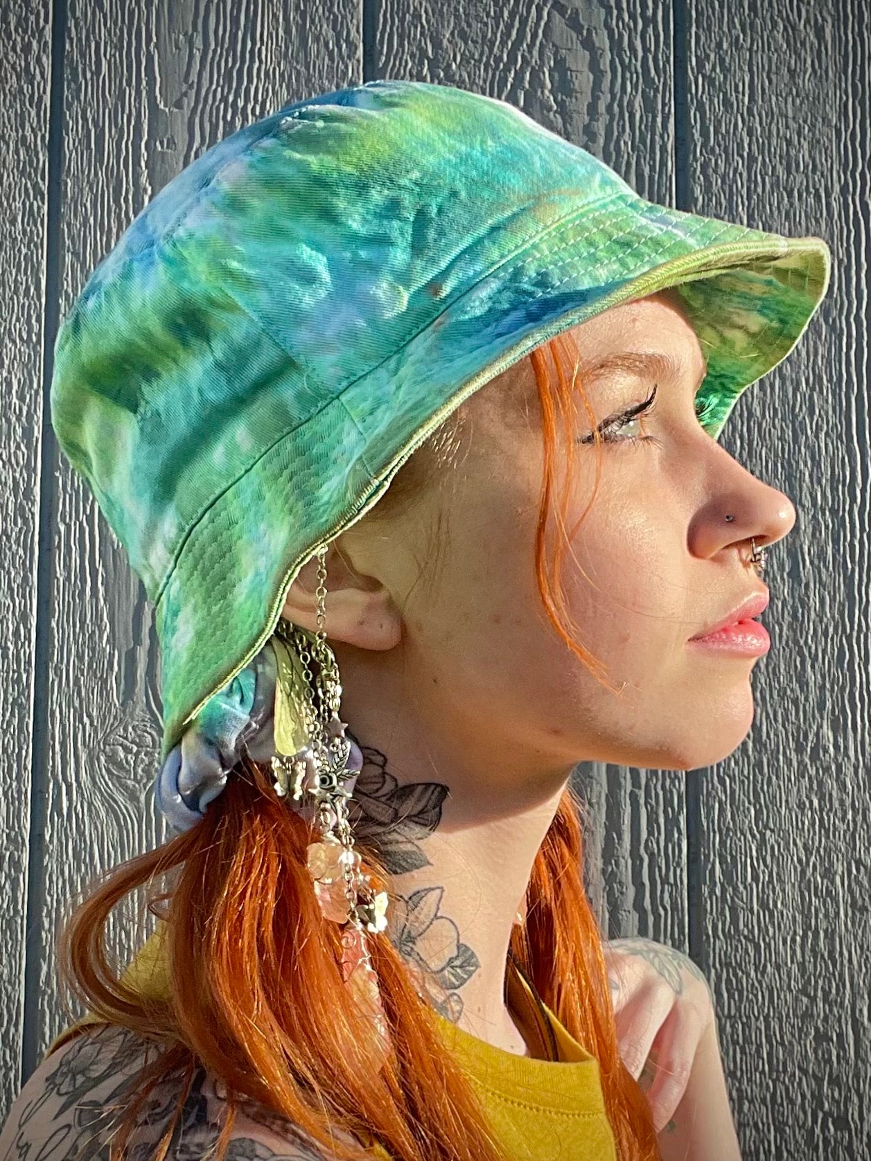 Green and Blue Neon Bucket Hat One Size