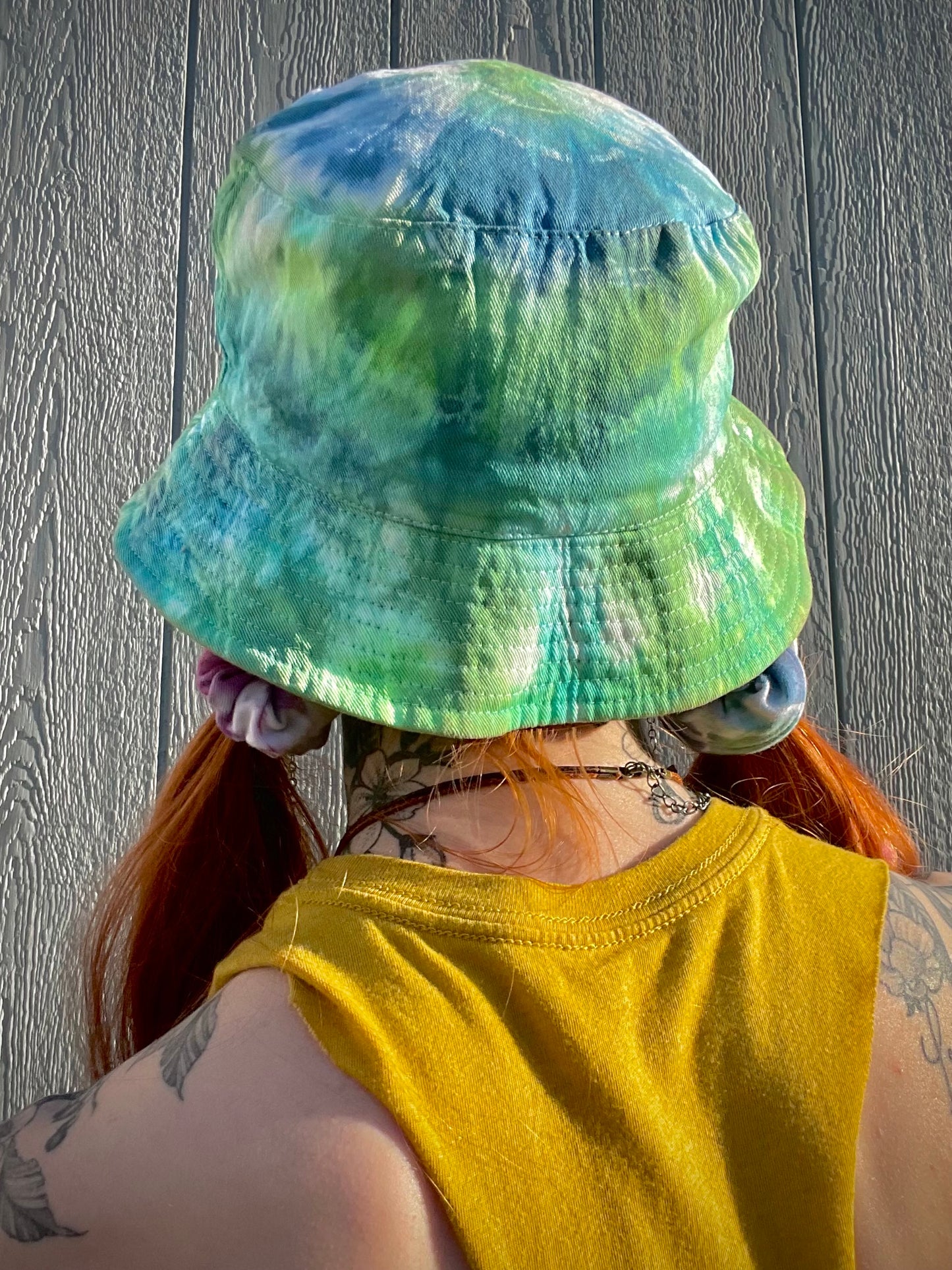 Green and Blue Neon Bucket Hat One Size