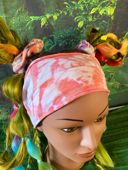 Pink and Orange Striped Headband Tie Dye