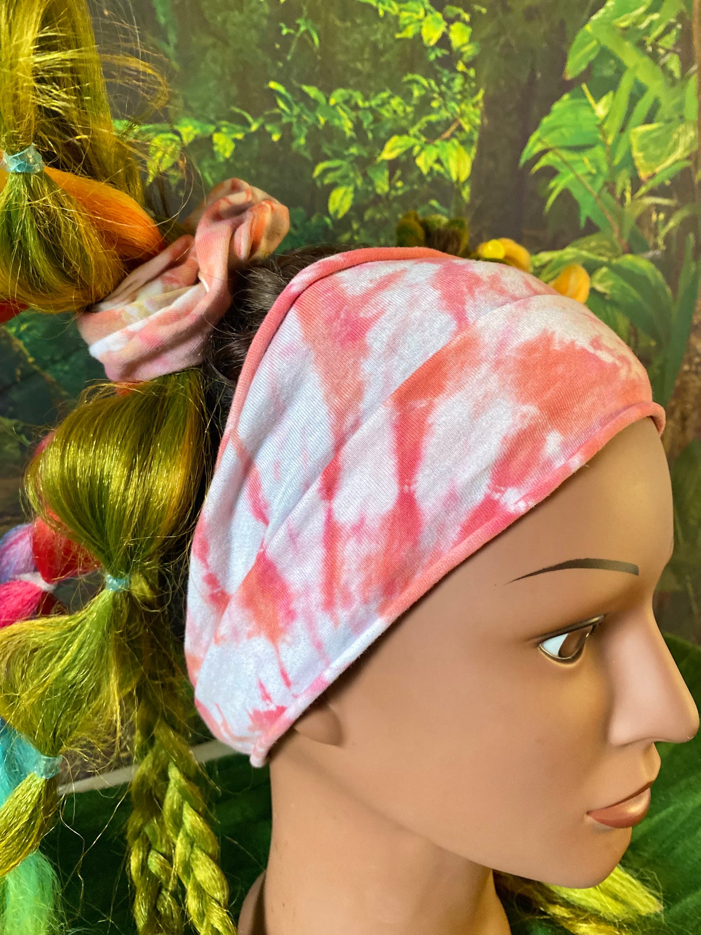 Pink and Orange Striped Headband Tie Dye