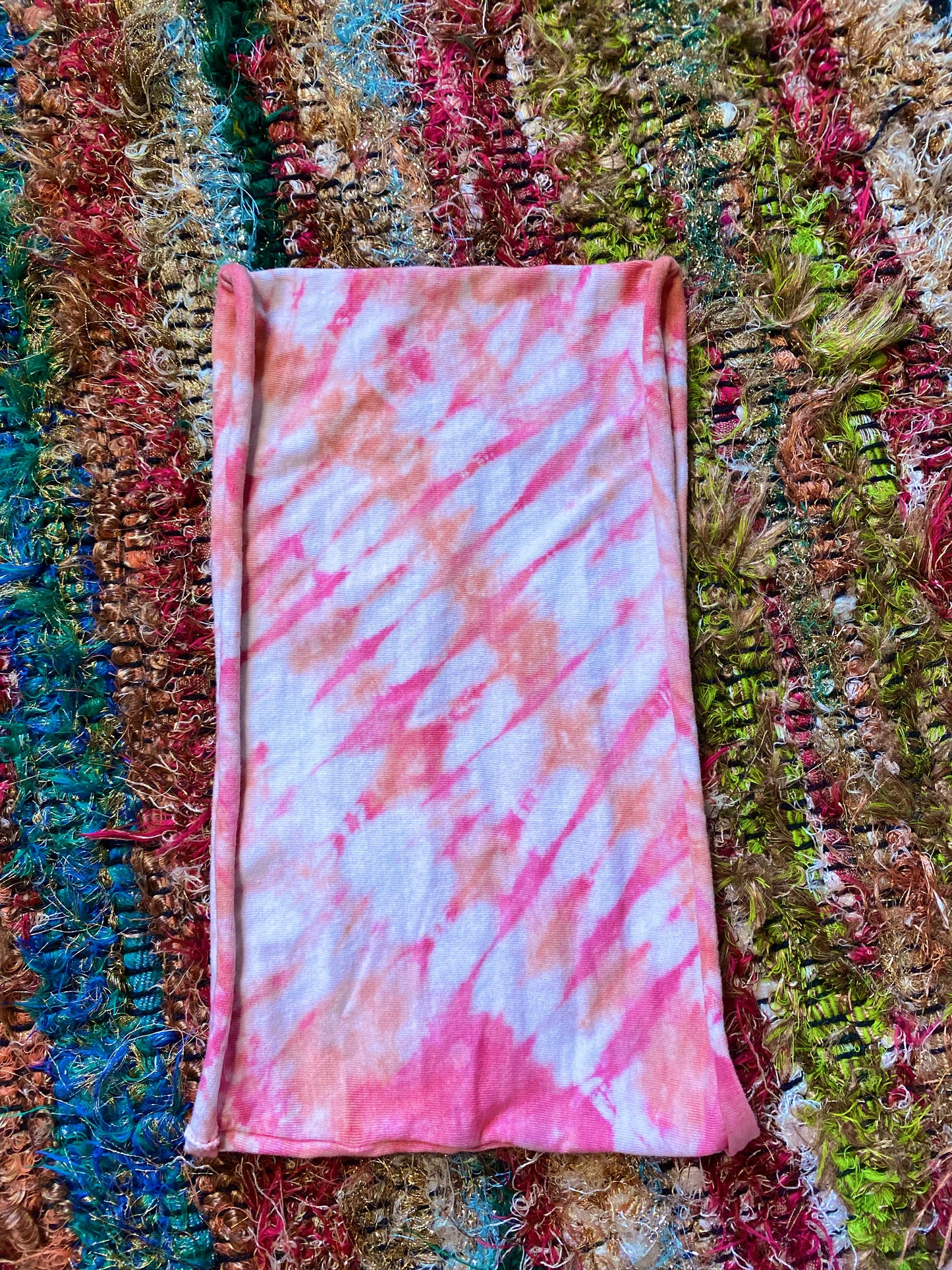 Pink and Orange Striped Headband Tie Dye