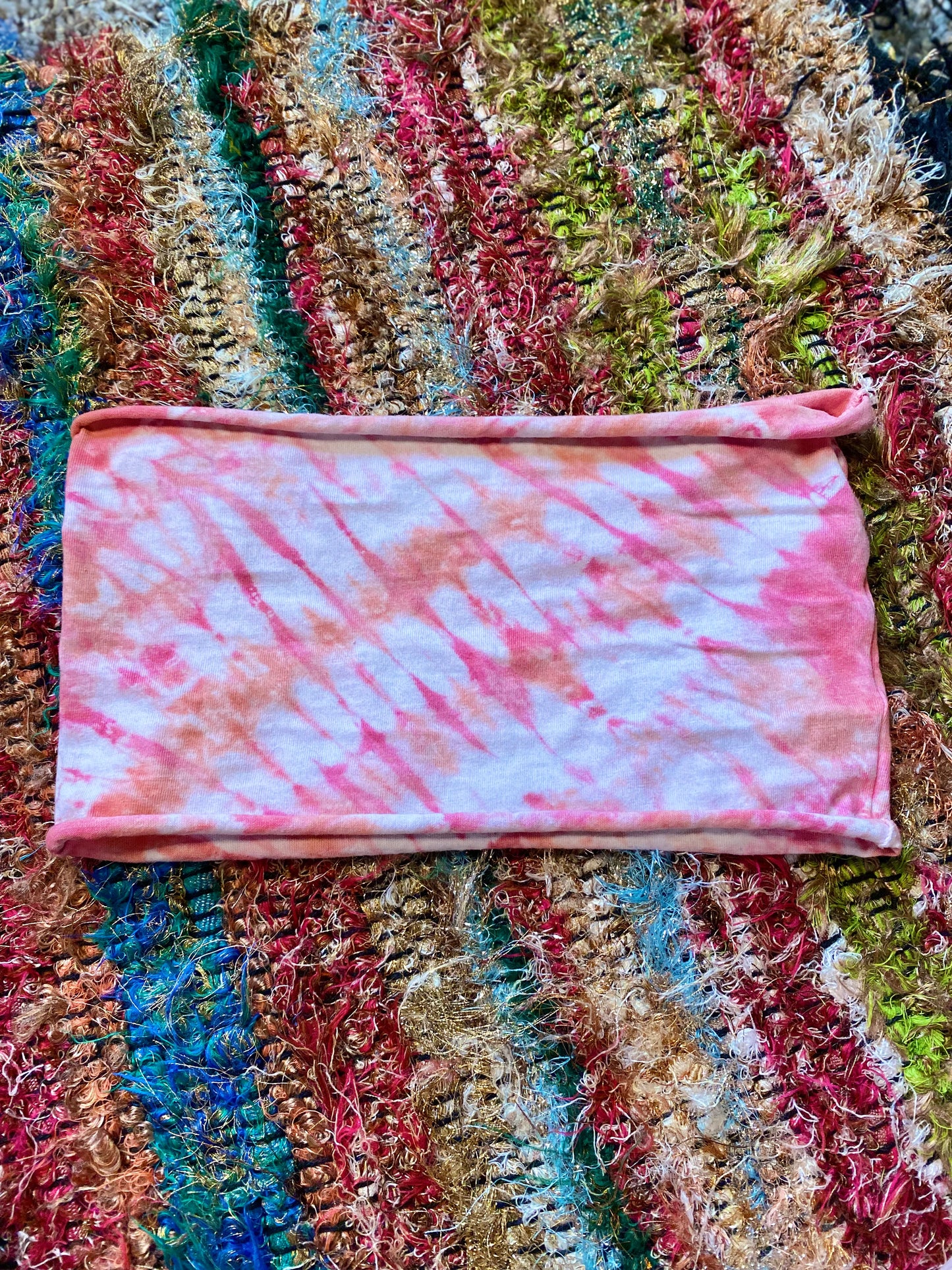 Pink and Orange Striped Headband Tie Dye