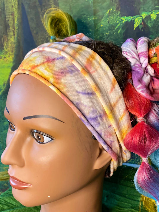 Sunset Colors Tie Dye Headband Wrap Accessory