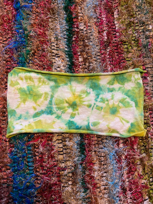 Neon Yellow Teal And Green Geode headband Tie Dye