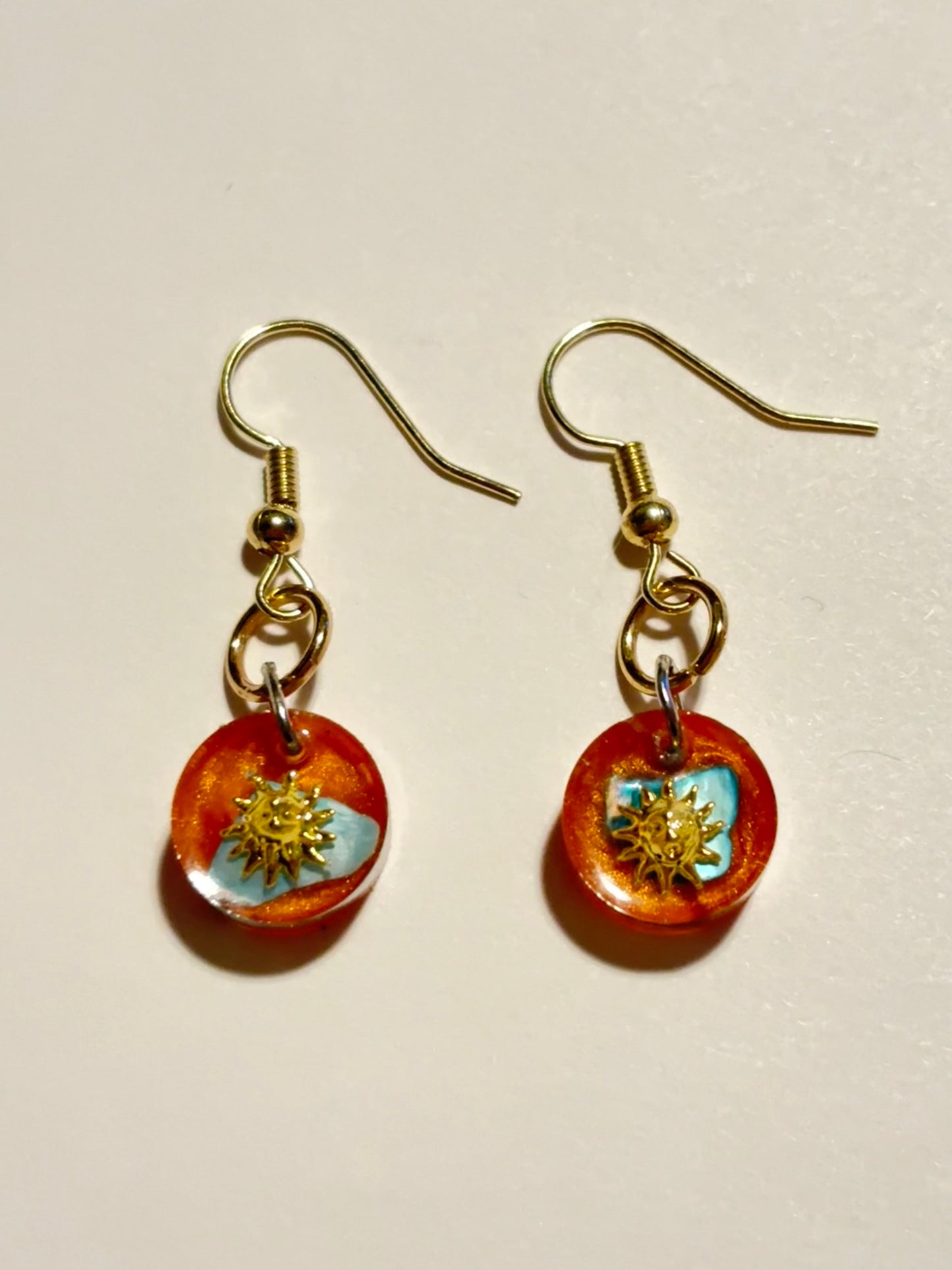 Golden Sun Orange & Turquoise Celestial Gemstone Earrings