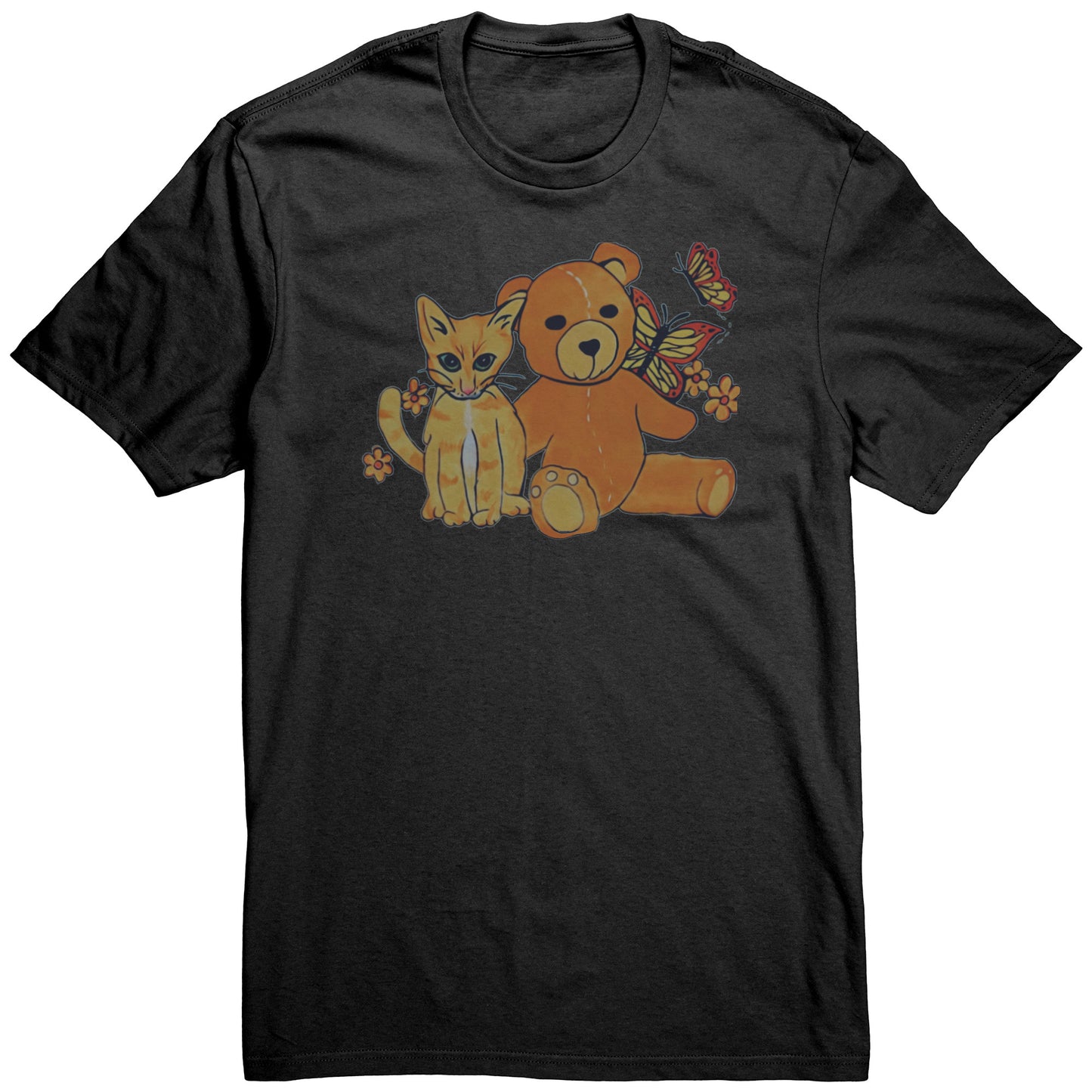 Kitten and Teddy Bear with Butterflies Tee T-Shirt