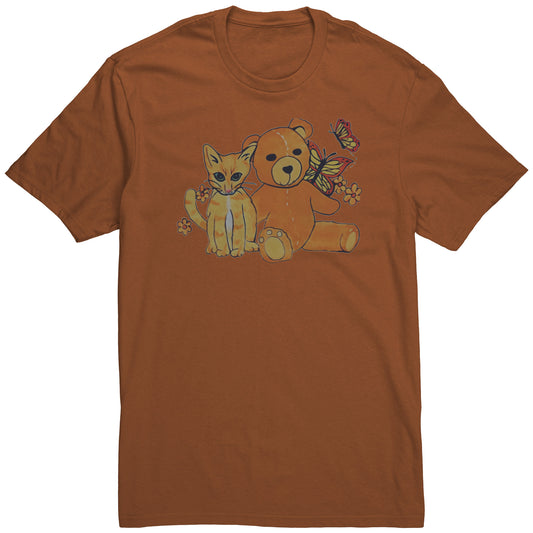 Kitten and Teddy Bear with Butterflies Tee T-Shirt