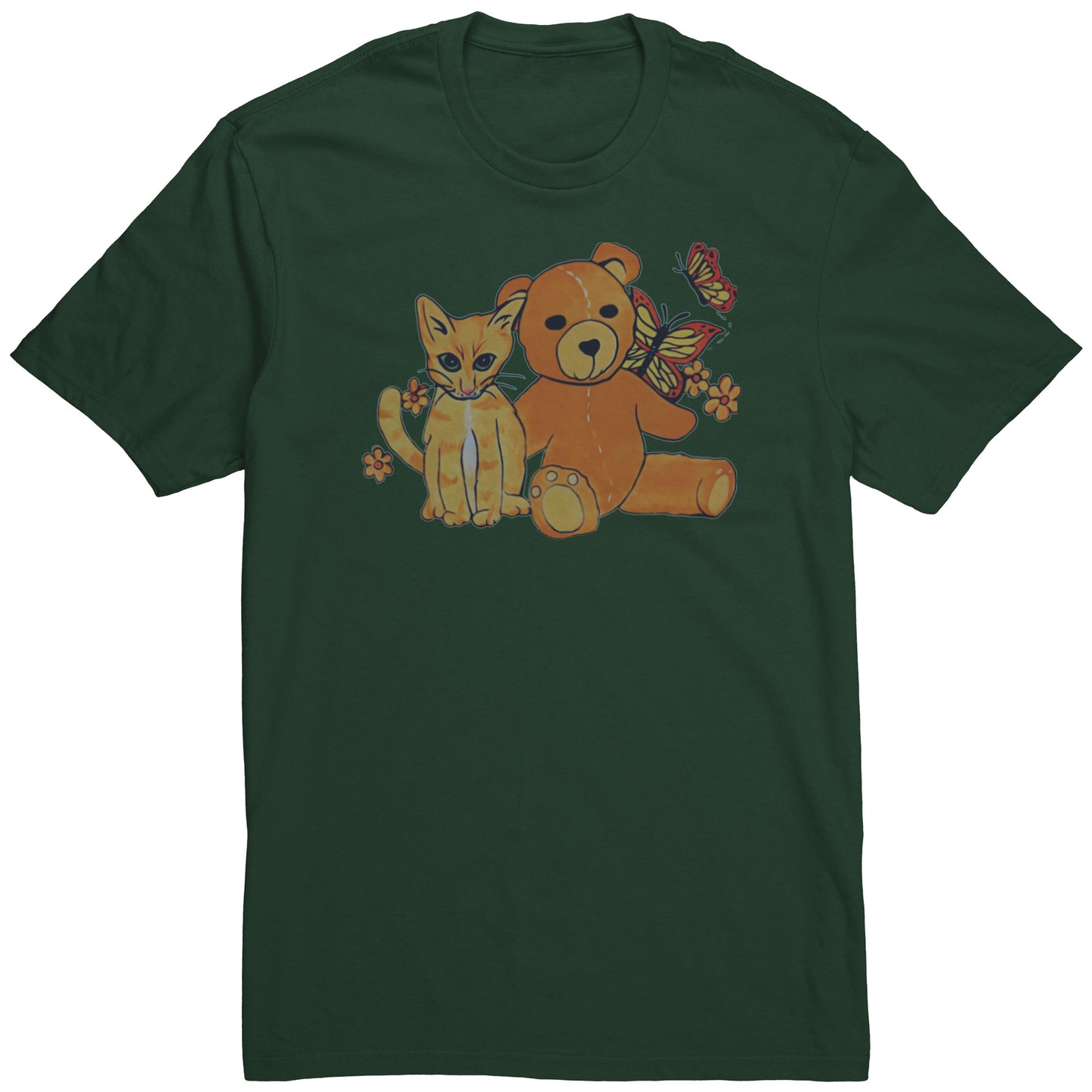 Kitten and Teddy Bear with Butterflies Tee T-Shirt