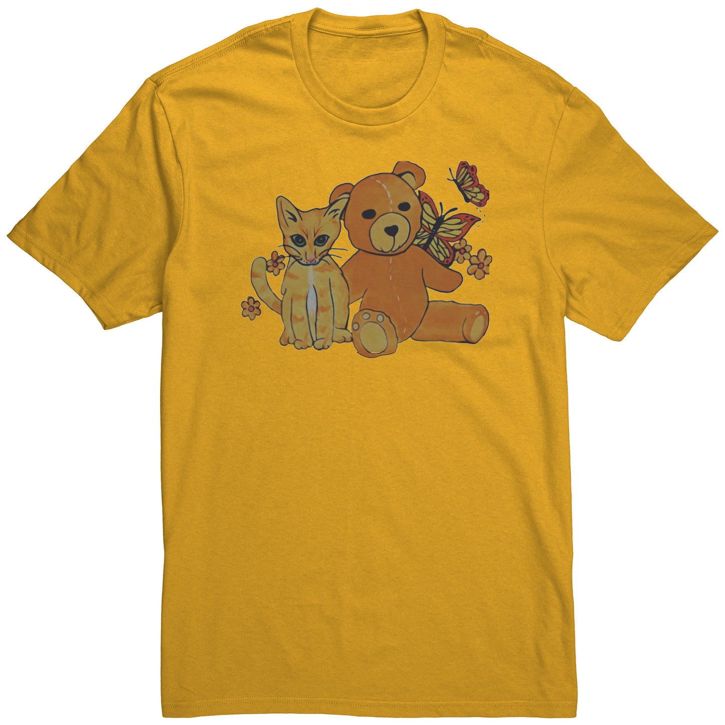 Kitten and Teddy Bear with Butterflies Tee T-Shirt