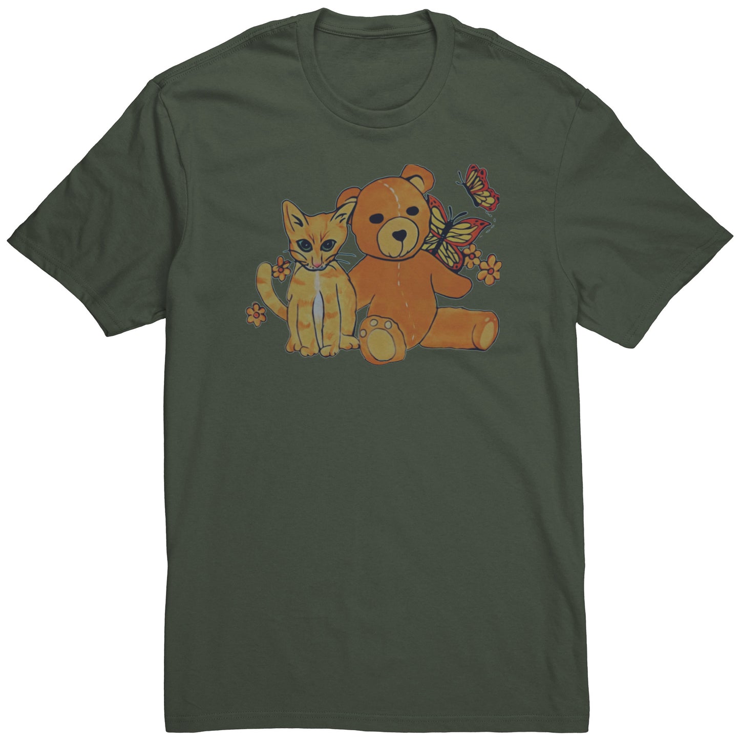 Kitten and Teddy Bear with Butterflies Tee T-Shirt