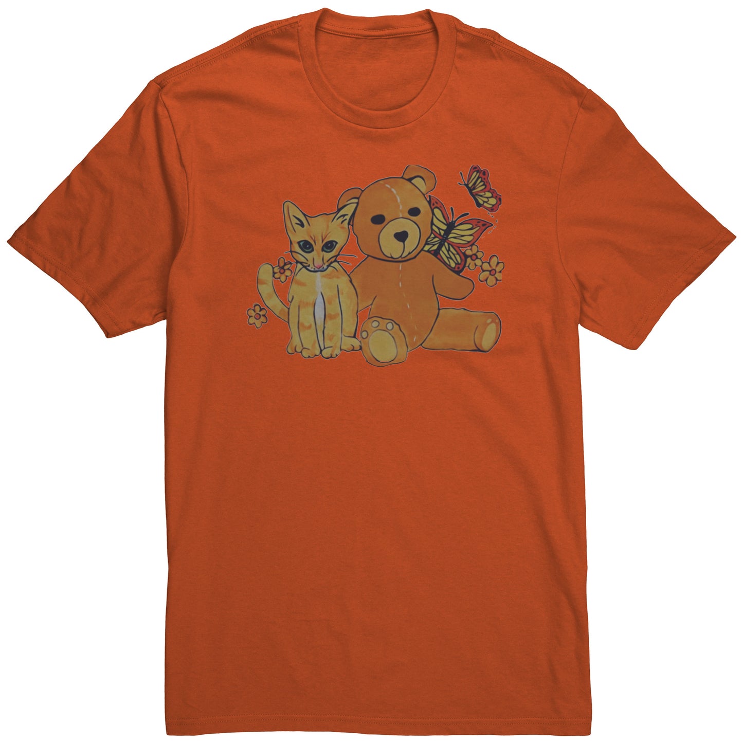 Kitten and Teddy Bear with Butterflies Tee T-Shirt