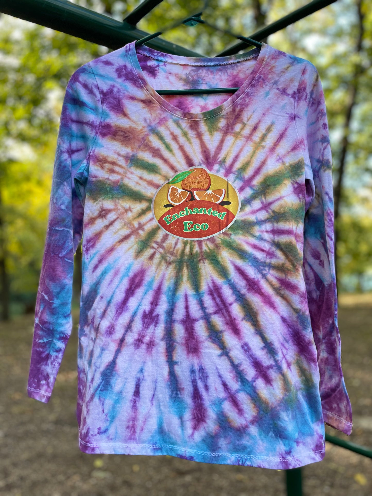 Long Sleeve Oranges Sticker Enchanted Eco Tie-Dye T-Shirt