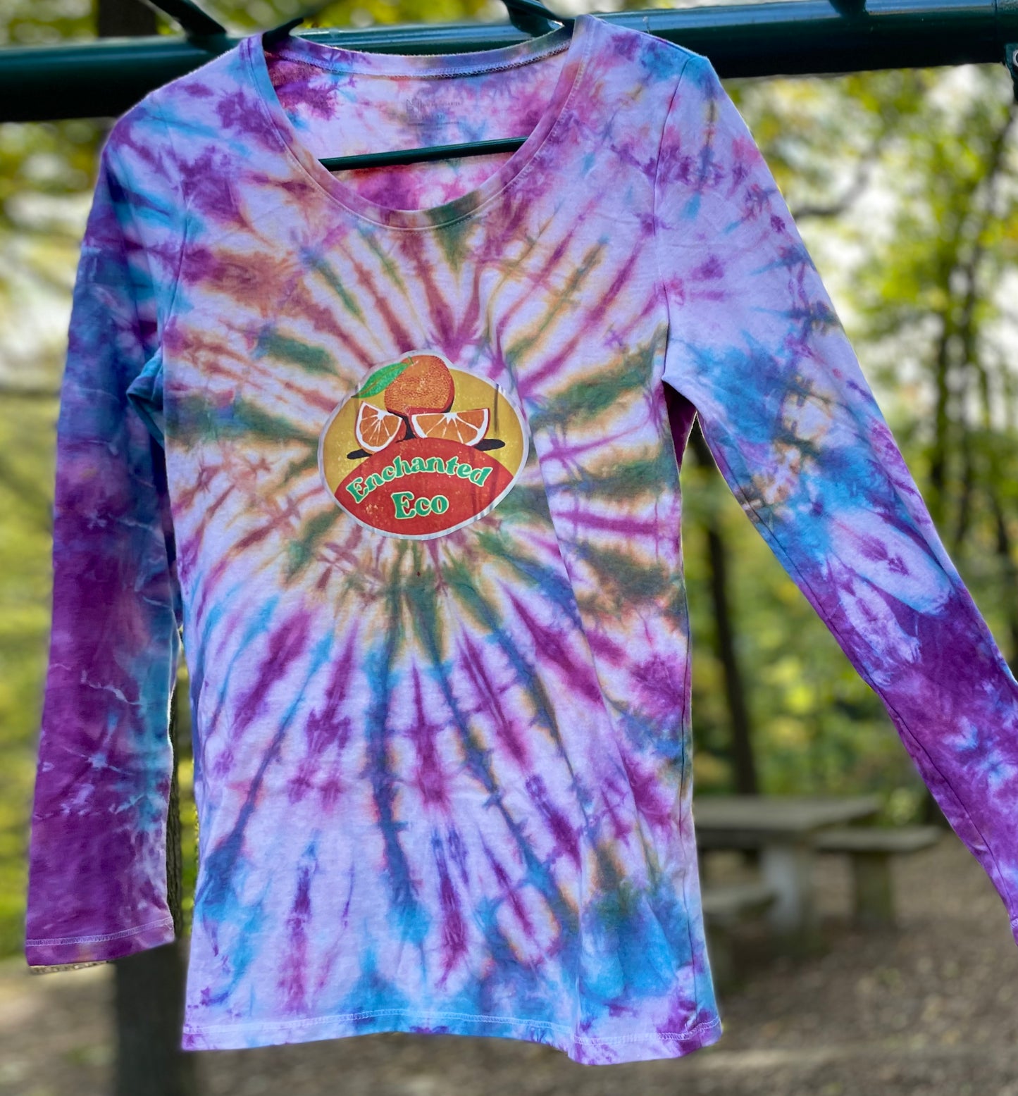 Long Sleeve Oranges Sticker Enchanted Eco Tie-Dye T-Shirt