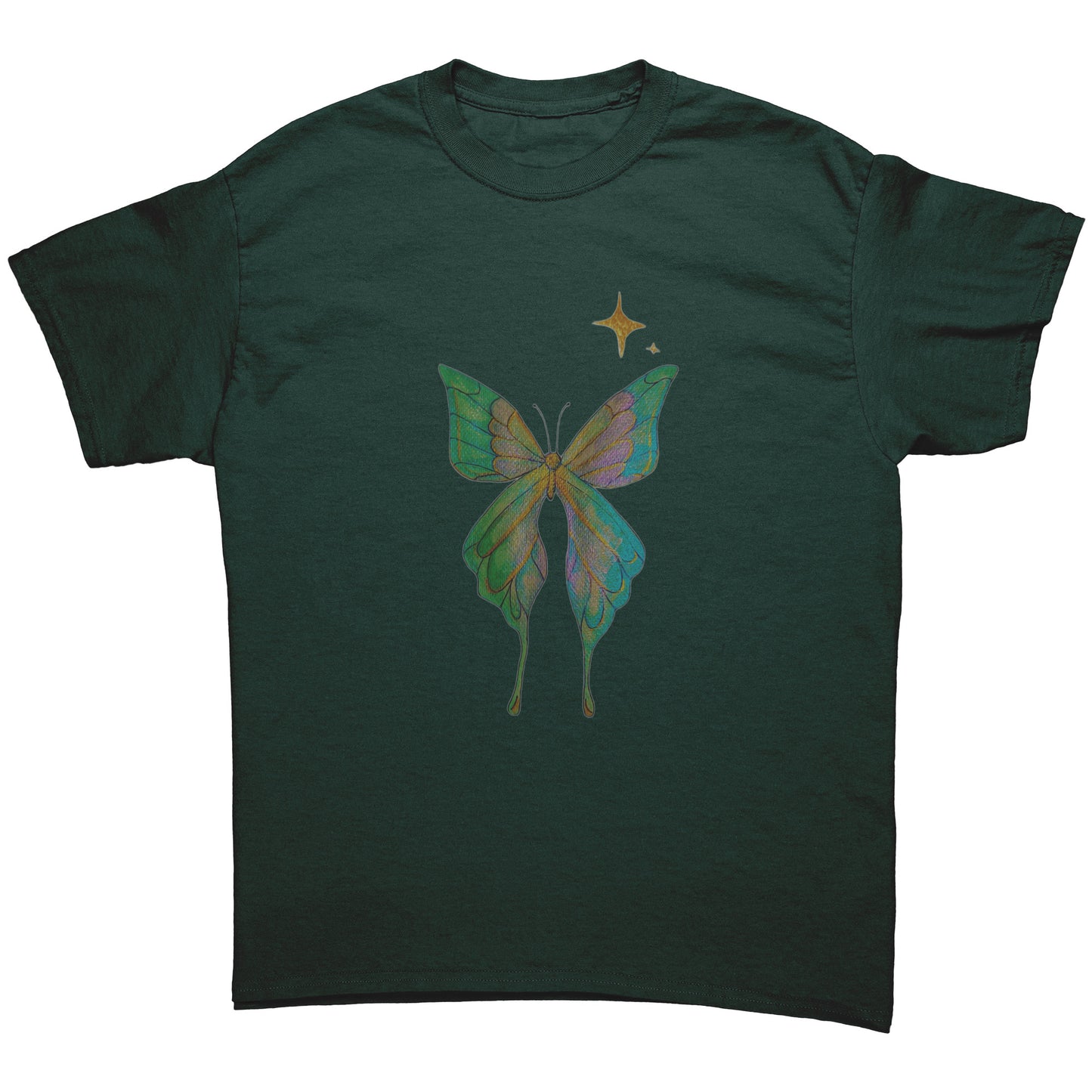 “Cosmic Glow” Metallic Butterfly T-Shirt