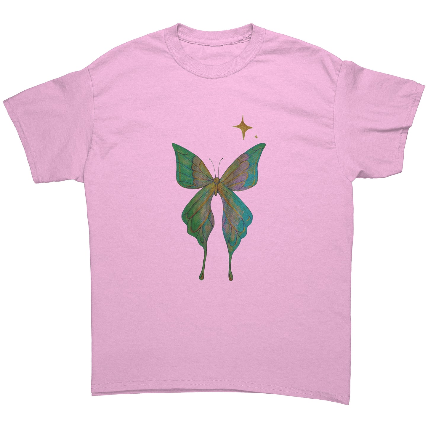 “Cosmic Glow” Metallic Butterfly T-Shirt