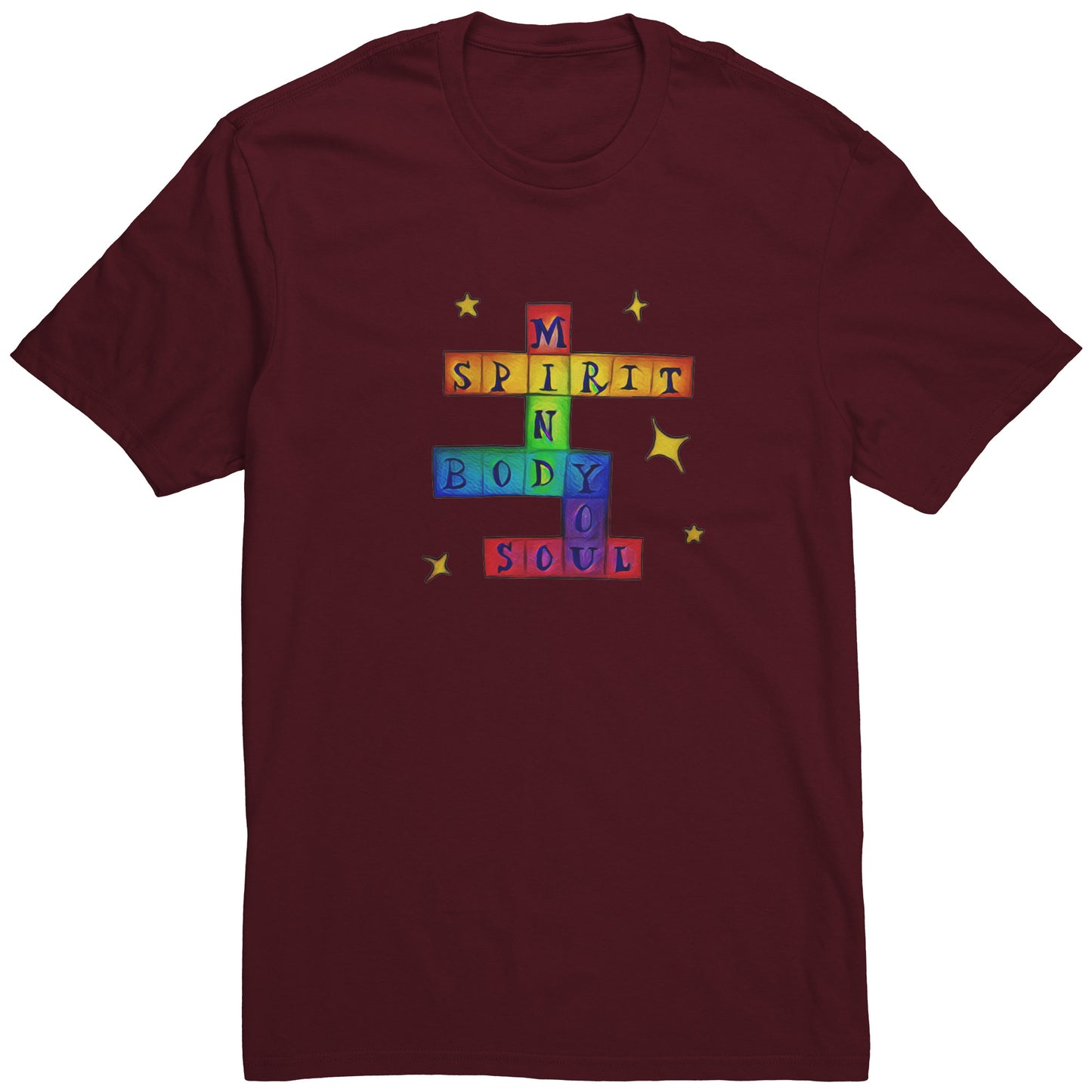 Mind Body Spirit Soul YOU Colorful Crossword Tee T-Shirt