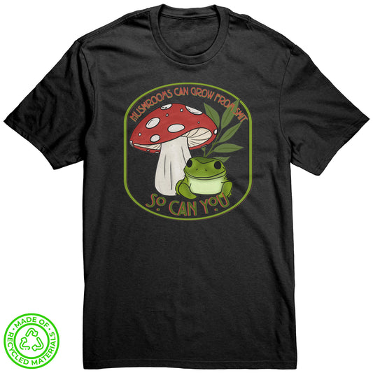Mushroom & Frog Growth Funny Recycled Tee Shirt