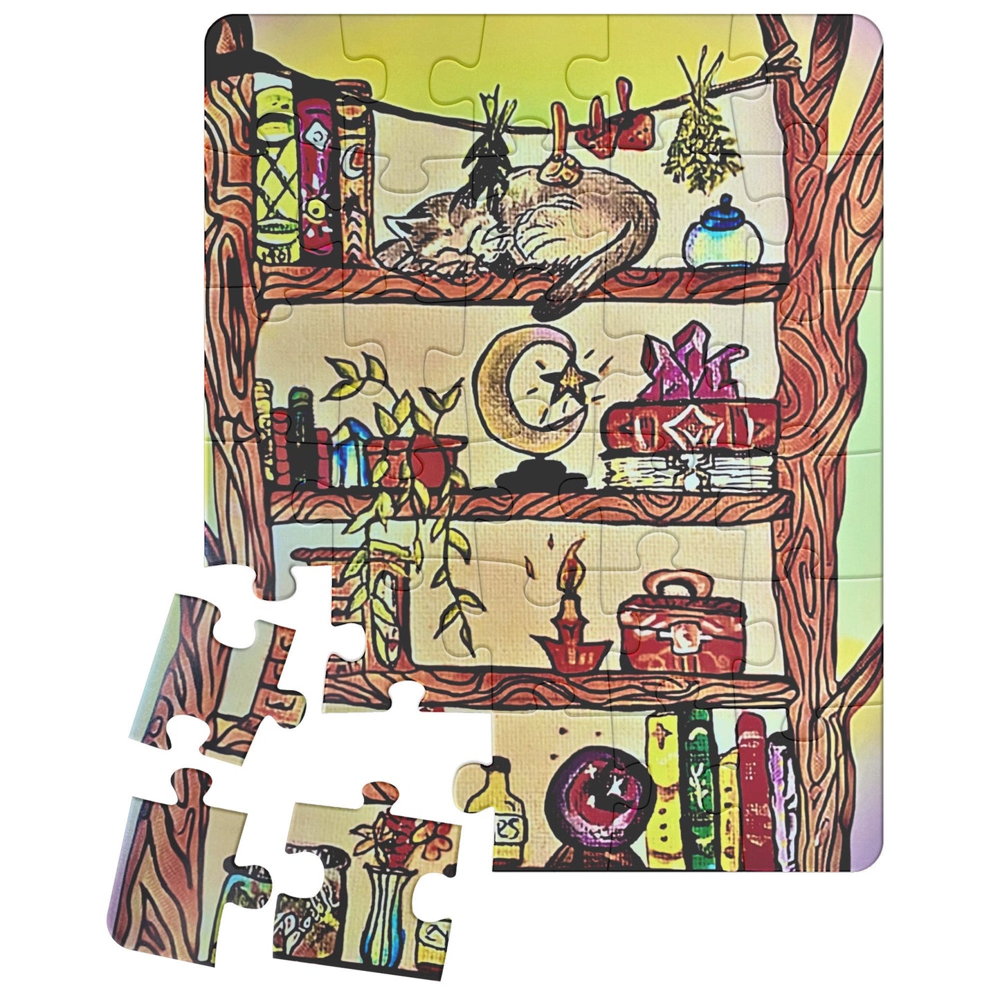 Mystical Haven Cat Bookshelf Puzzle