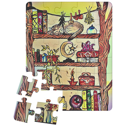 Mystical Haven Cat Bookshelf Puzzle