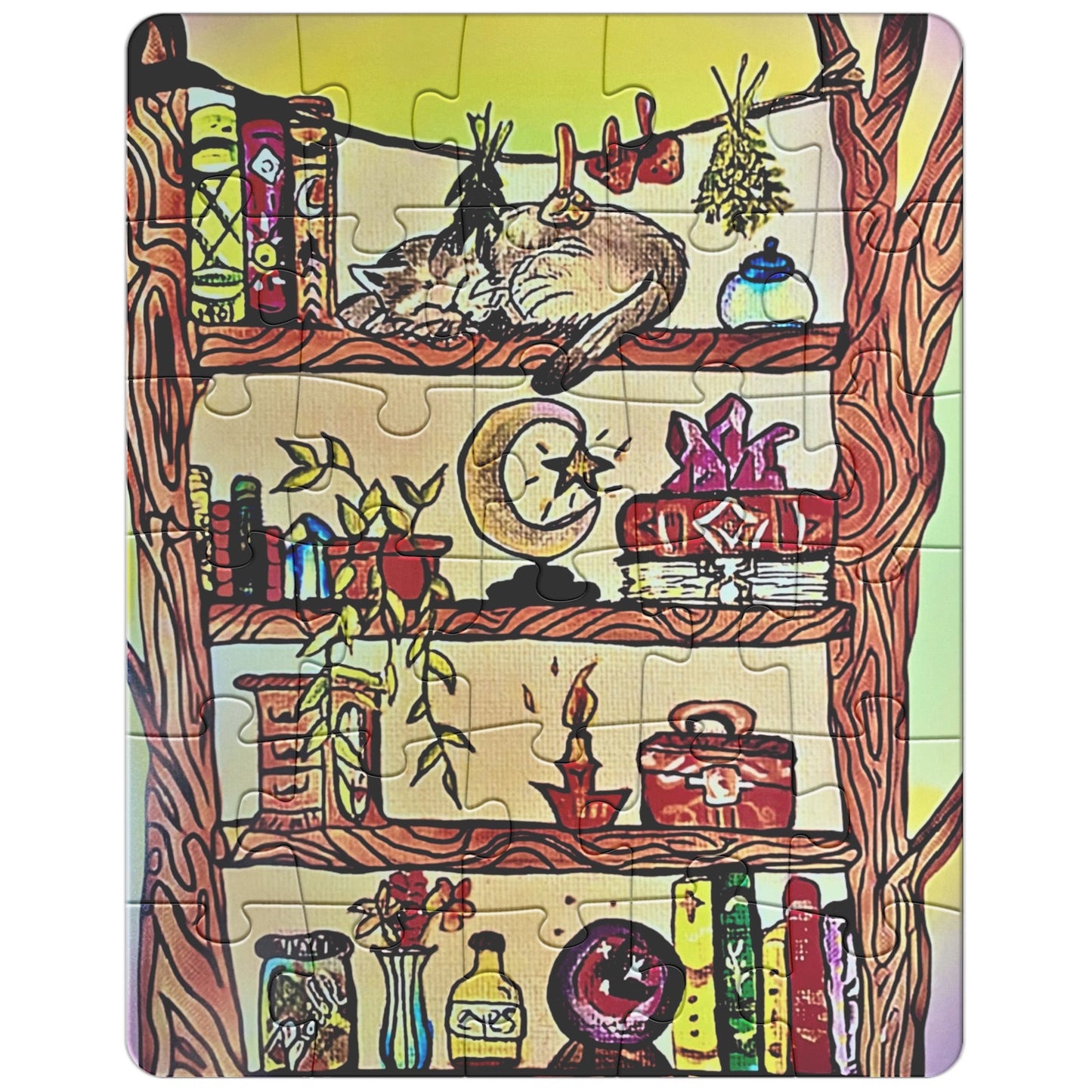Mystical Haven Cat Bookshelf Puzzle
