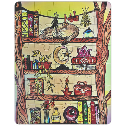 Mystical Haven Cat Bookshelf Puzzle