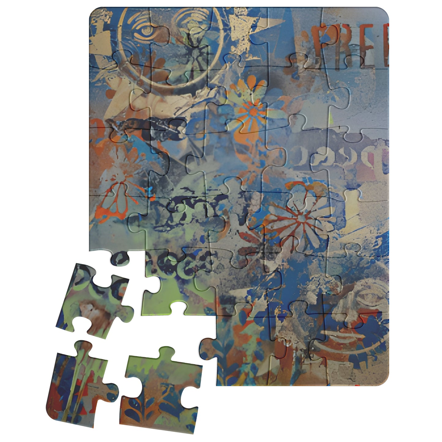 Peace & Freedom Moon Flower Botanical Abstract Art Puzzle