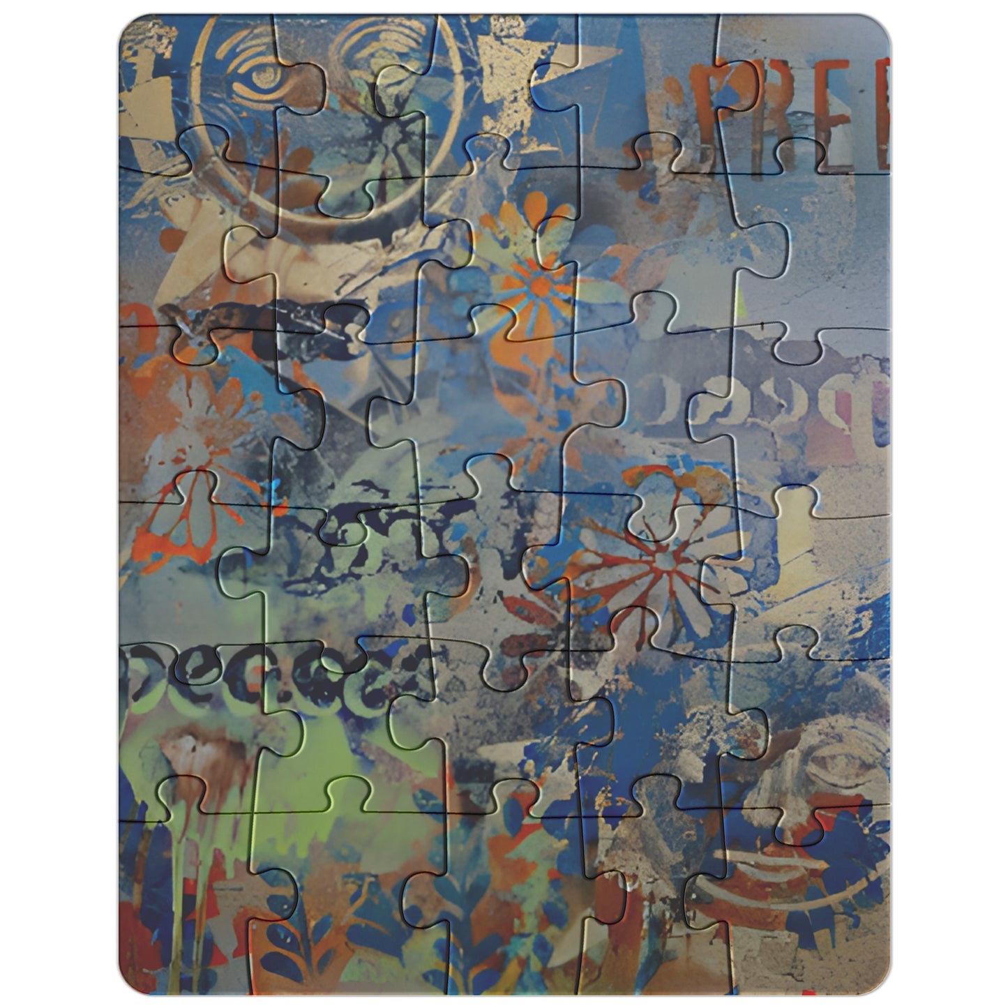 Peace & Freedom Moon Flower Botanical Abstract Art Puzzle