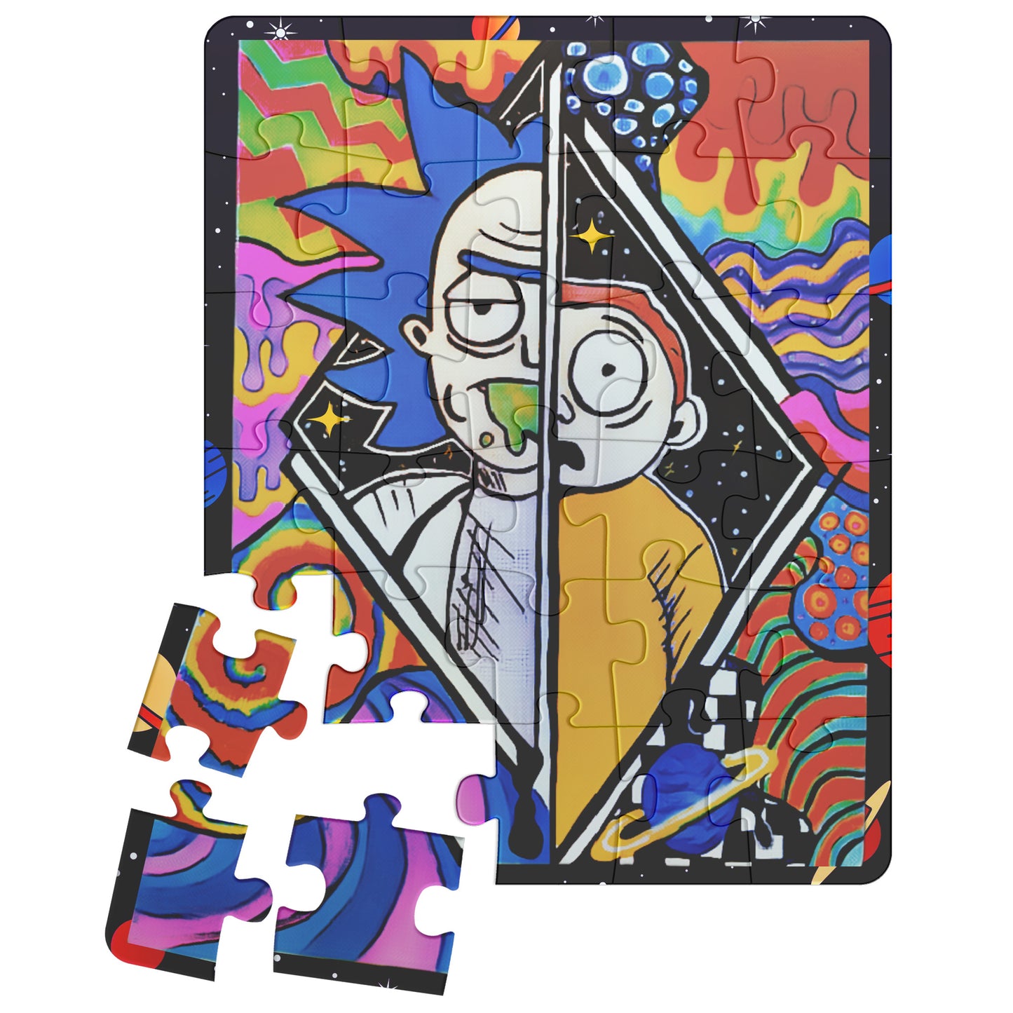 Rick and Morty Pyschedelic Trippy Art Portal Galaxy Puzzle