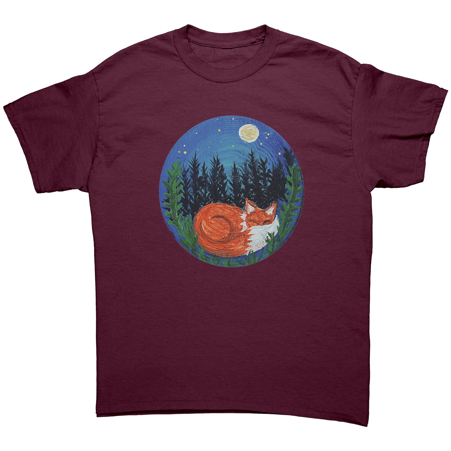 Sleeping Fox Woodland Painting T-Shirt