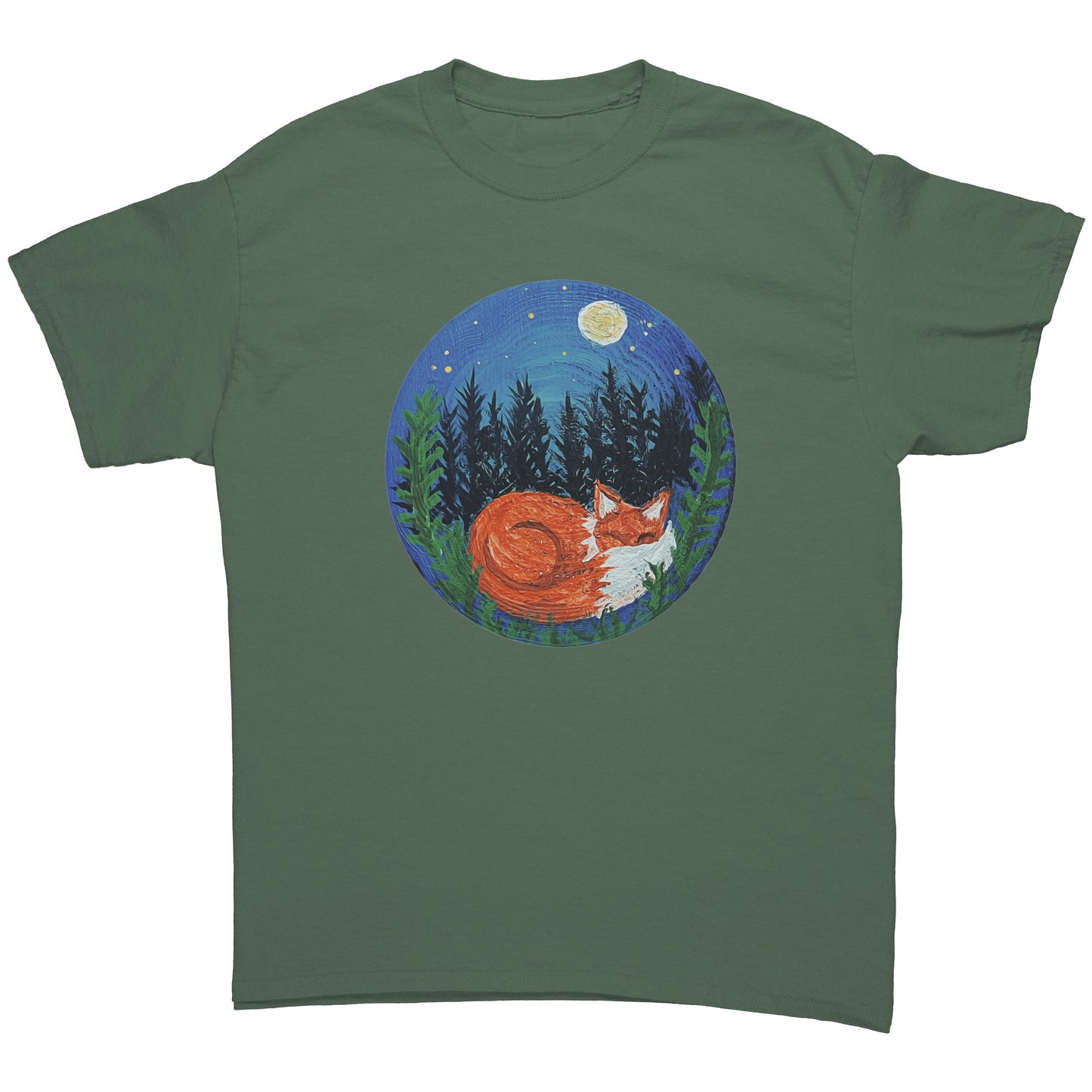 Sleeping Fox Woodland Painting T-Shirt