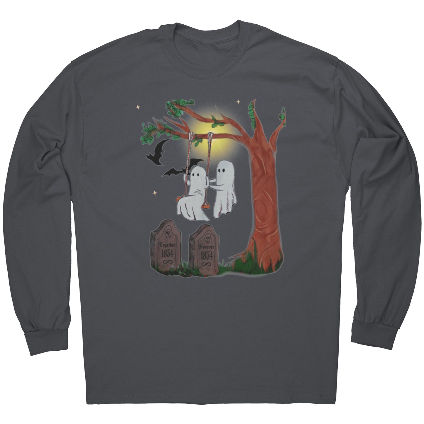 Swinging in the Graveyard Ghost Soulmates' Together Forever Long Sleeve Tee T-Shirt